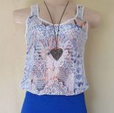 Camiseta frente dupla  cetim com renda