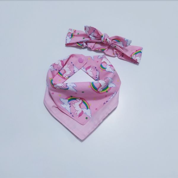 Kit Babador Dupla Face + Turbante Tiara