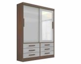 Roupeiro Meridian Plus 2P6G com Espelho Castanho.Off White D Doro
