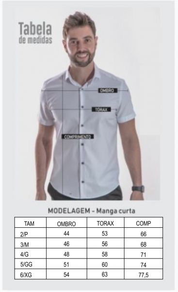 MEDIDA CAMISA SOCIAL MANGA CURTA