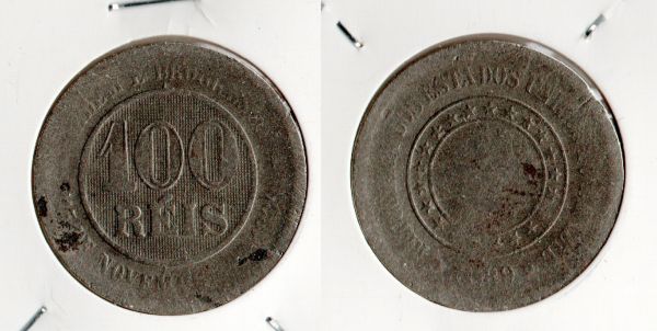 V036-1 -100 Réis 1889 - Tiragem 7.685.500