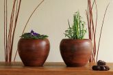 Vaso Cônico Cerâmica Marrom