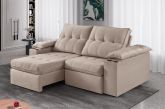 Estofado Retratil Reclinavel Itaborai 250 2x100 Brc 25cm Veludo Capuccino 15 Idealle