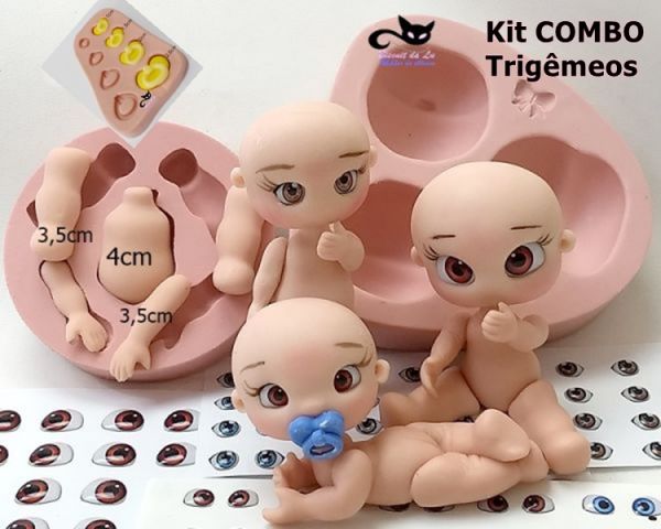 kit Combo trigêmeos c/ olhos resinados