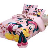 Conj lençol,edredom e fronha impressão 3D Mickey