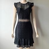VESTIDO RENDA BABADO BARRA - PRETO