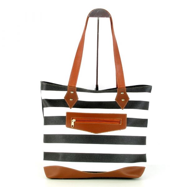 Bolsa Popular Sintético 2417 preta branca
