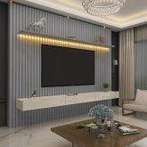 0551344 Home Nobre Ripado 230 1P3G com LED Cinza.Off White Gelius