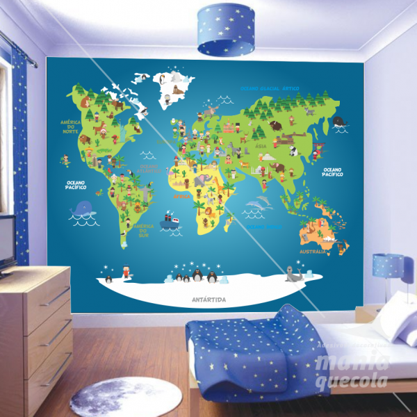 Adesivo Painel Mapa Mundi Infanti