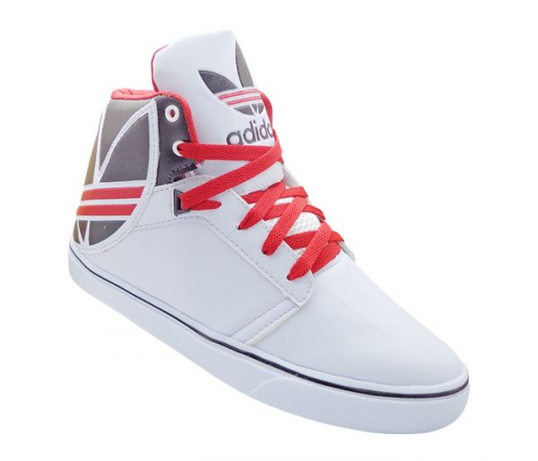 TÊNIS ADIDAS FEMININO EXTABALL PRO CANO MÉDIO BRANCO E VERMELHO