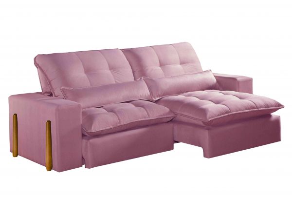 Estofado Retratil Reclinavel Itaoca.Fitipaldi 210 2x80 Vel Rose 14 Idealle