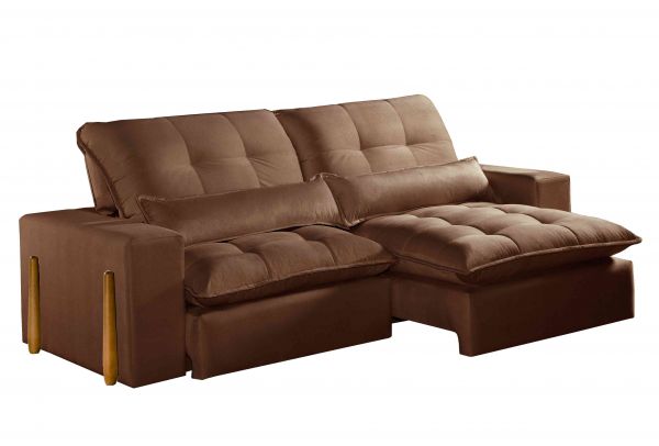 Estofado Retratil Reclinavel Itaoca.Fitipaldi 230 2x90 Vel Marrom 17 Idealle