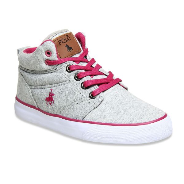 tenis rosa e cinza