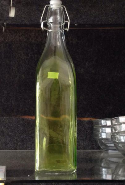 GARRAFA VIDRO LISA COLOR C/TAMPA HERMETICA