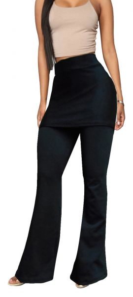 calça flare com saia plus (48/50-52/54), tecido poliéster 94% e elastano 6%, gramatura alta (360)