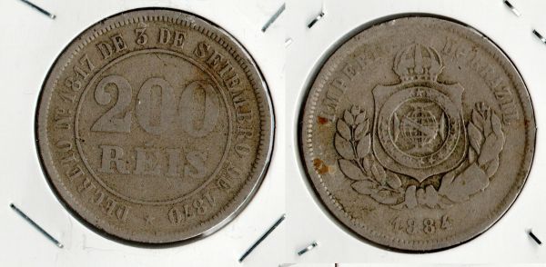 V024-1 - 200 Réis 1884 - ESCASSA