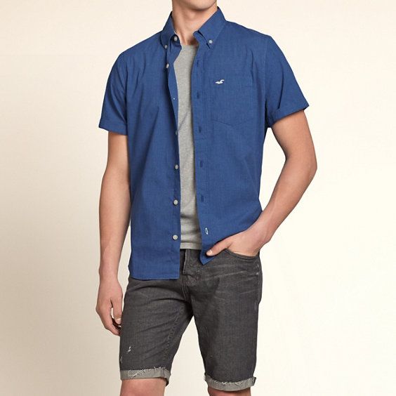 HOLLISTER Short Sleeve Poplin Shirt