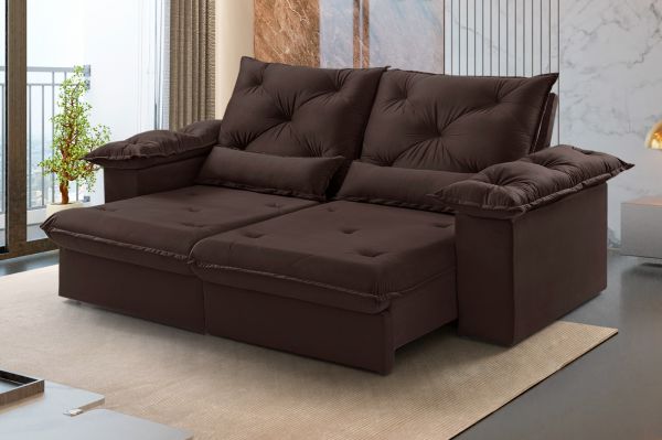 Estofado Retratil Reclinavel Atlas 200 2x80 Vel Inca Marrom 17 Idealle