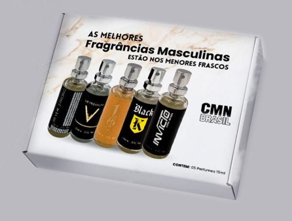 KIT DE 5 PERFUMES MASCULINOS-15 ML(CADA)-CMN