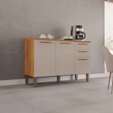 15403.Balcao Cozinha New Valencia 3P2G Cinamomo.Off White Salleto