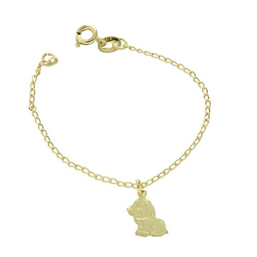 Pulseira infantil folheada a ouro 18k com pingente cachorrinho - P572