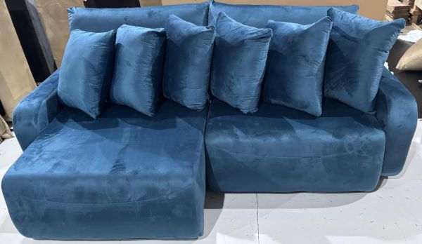 Estofado Retratil Reclinavel Barra 230 2x100 e Brc 15cm Veludo Inca Azul 24