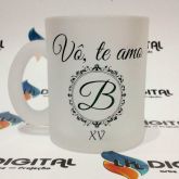 #001 caneca de vidro jateado