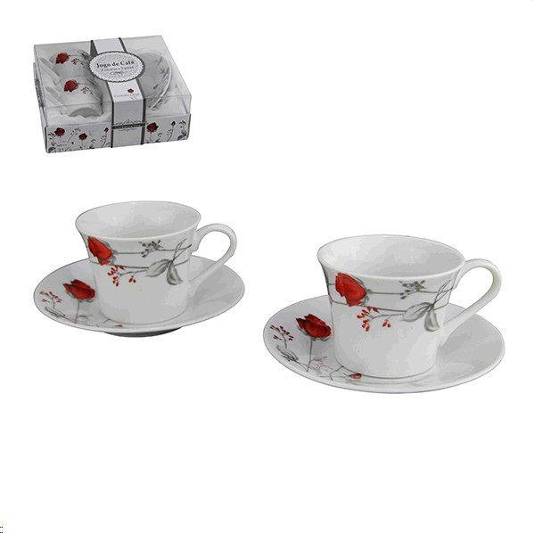 JOGO DE CAFE C/2 XICARAS E 2 PIRES