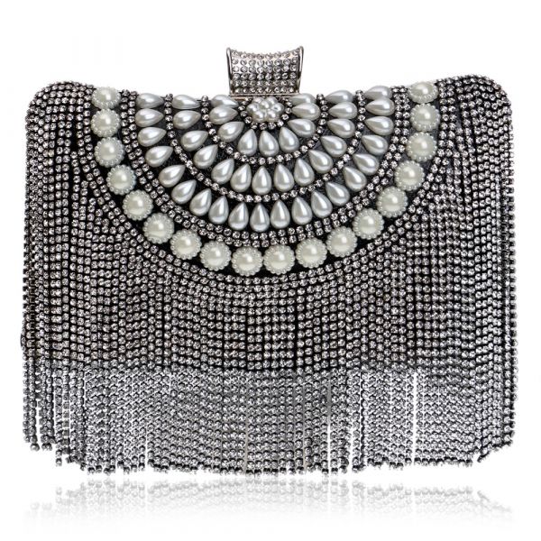 Bolsa Feminina De Mão E Ombro P/ Noite Com Diamantes Casamen