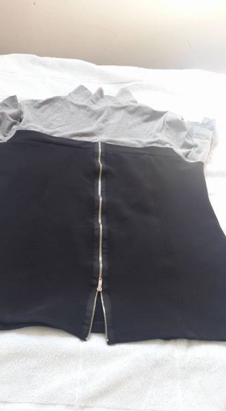 Conjunto Milanina Saia e Blusa Cinza e preto gg