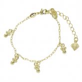 Pulseira infantil folheada a ouro 18k com chupetas - P082