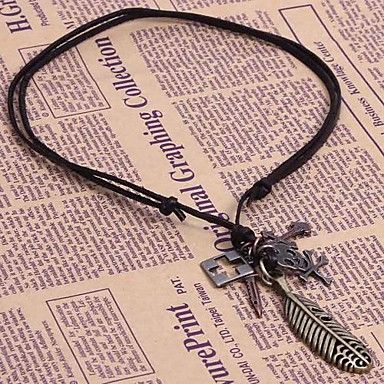 colares indiano do vintage dos homens esconder pena de corda (1pc) #02147134