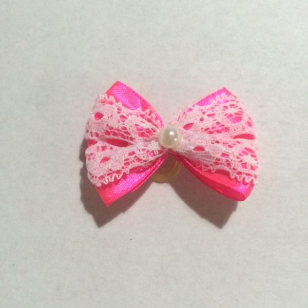 Laço Cetim Pink com Renda M