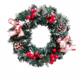 Guirlanda decorada 30cm. laços e pinhas nevada