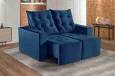 Estofado Retratil Reclinavel Itaguai 160 2x60 Veludo Inca Azul 24 Idealle