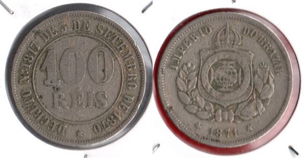 V002-4 - 100 Réis 1871 - Tiragem 4000.000