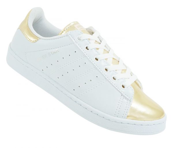 Tênis Feminino Adidas Superstar Metalizado Branco e Ouro LANÇAMENTO