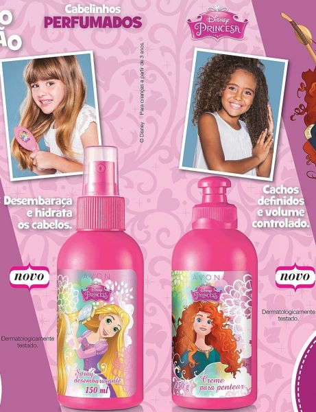 Kit Spray Desembaraçante e Creme De Pentear Princesas Avon