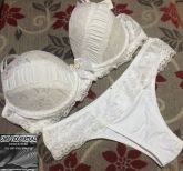 Calcinha e sutiã com Bojo em Microfibra e Renda - Cod: 0006