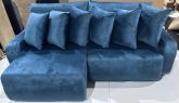 Estofado Retratil Reclinavel Barra 230 2x100 e Brc 15cm Veludo Inca Azul 24