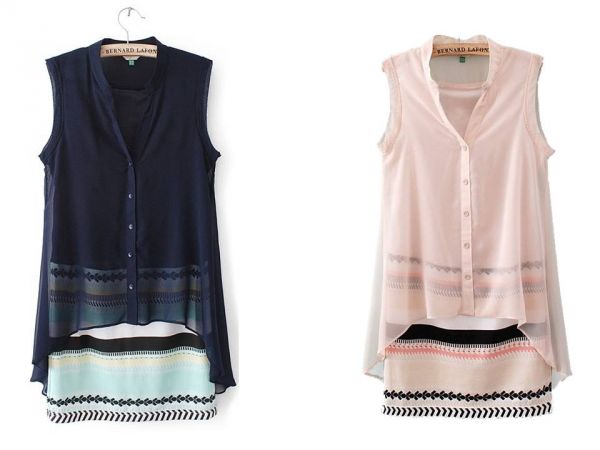 Fashion sleeveless v neck chiffon