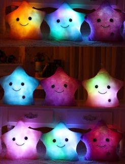 1 Estrela luminosa de LED colorido, Travesseiro de luz led, Almofada