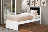 Cama Solteiro Barcelona Branco.Branco Preto Flex Tebarrot