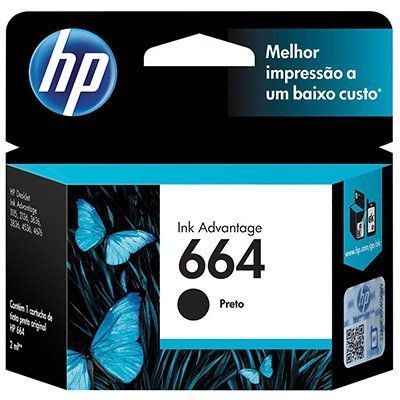 Cartucho HP 664 preto Original (F6V29AB)