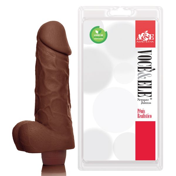Pênis Chefão com vibro 20,5 x 5 cm na cor marrom