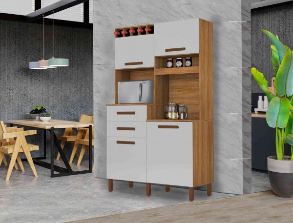 Kit Cozinha Franca 4P2G Freijo.Branco Arte Moveis