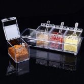 Porta Condimento Organizador Tempero em Acrílico 4 Espaços Para a Cozinha Gourmet Organizada Armazen