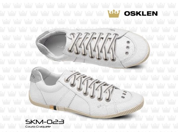 SAPATENIS OSKLEN COURO CRAQUELE CINZA - SKM-023