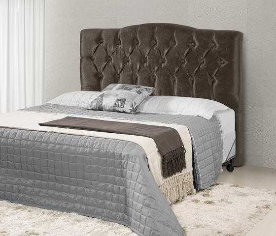 Cabeceira Casal Qebec 140 Veludo Suede Marrom SR Cabec