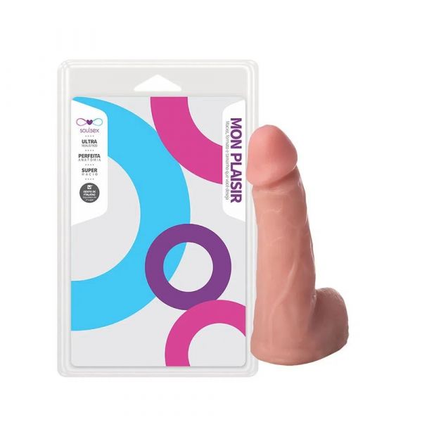 MON PLAISIR PRÓTESE MACIÇA REALÍSTICA COM ESCROTO 16 X 3,7 CM SOULSEX